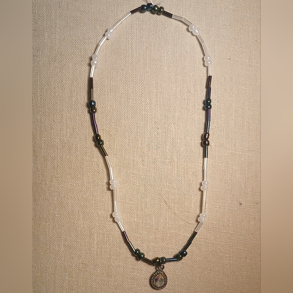 Minimalist Black And White Beaded Necklace